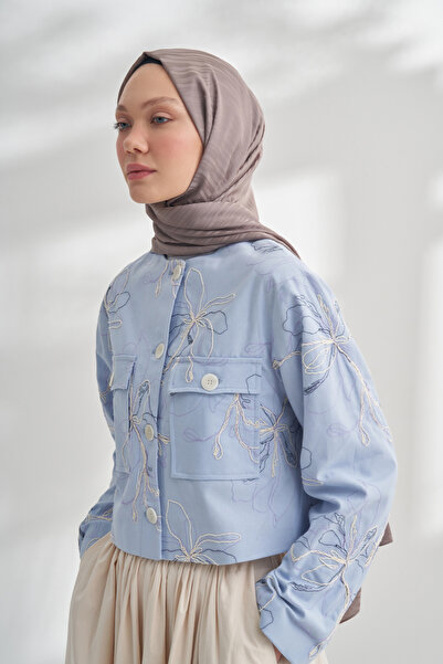 ARMANDA Nanya Jakar Line Patterned Shawl - Mink