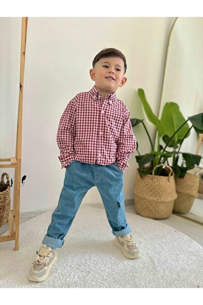 NURTOPU Boys' Set Bottom Top Set Shirt Li Top Bottom Cotton Fabric Jeans Good Quality and Flexible