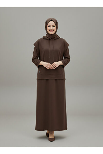 BENAHOLL سترة أديلين ذات القلنسوة ملابس مزدوجة - MF1771 بني