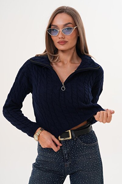 ŞİMAL Дамски плетен пуловер с ресни 255160 -