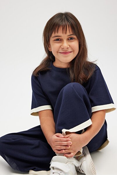 Peraluna Rumi Short Sleeve Girl's Blouse - Navy Blue