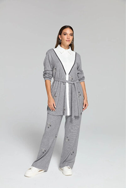FUAT GÜRSEN Shirt Collar Beaded Knitwear Tunic