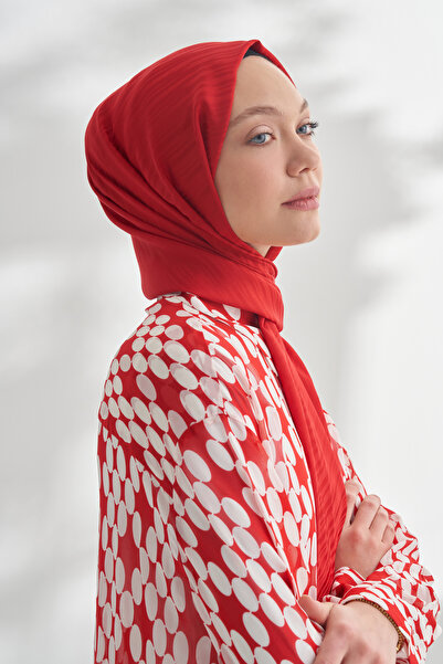 ARMANDA Nanya Jakar Line Patterned Shawl - Red