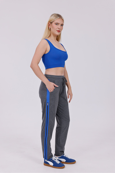 Mio Vero Women's Anthracite Zipper Slit Tracksuit Bottom