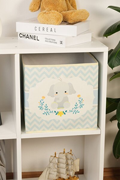 LUXWAY HOME Mavi Fil Hayvan Figürü Baskılı Kapaksız Çok Amaçlı Oyuncak Saklam...