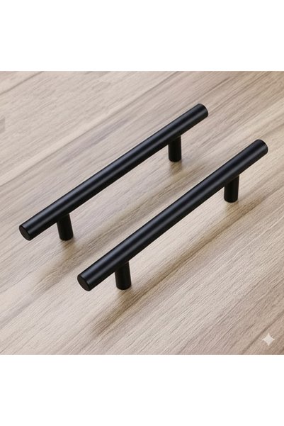 almital mobilya aksesuarları furniture accessories مقبض أسود من الفولاذ المقاوم للصدأ مقاس 96 مم من Keijo (9.6 سم بين فتحات البراغي) (أثاث، مقبض خزانة، نموذج مقبض)