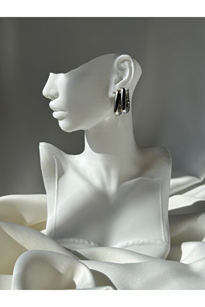 NB STEELORA أقراط سميكة فضية اللون