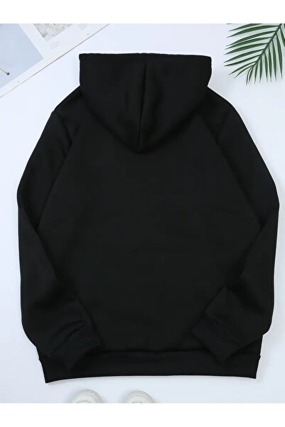 WOODROFFE ΑΝΔΡΙΚΟ με τύπωμα Σετ μαύρη φόρμα με κουκούλα oversized Boyfirend