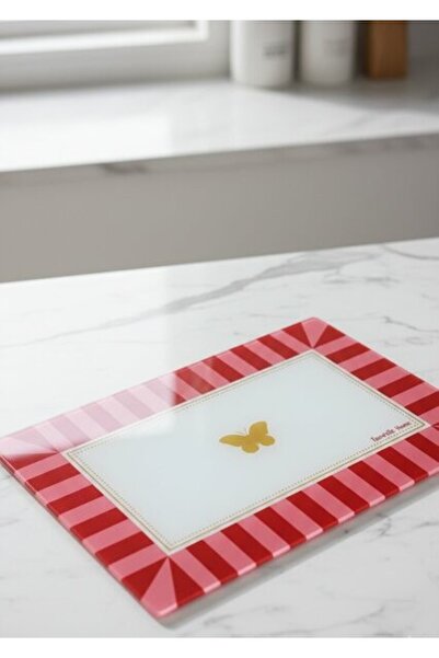 Coşev Glass Cutting Board 25X35Cm Red
