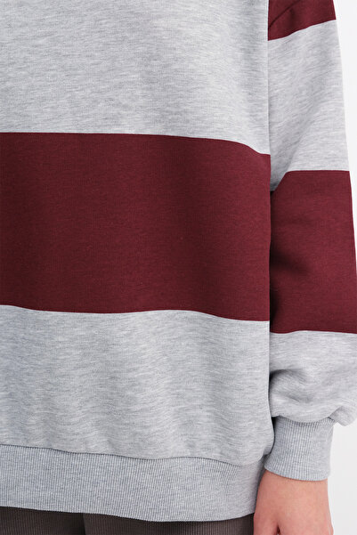 Addax Striped Fleece-Lined Sweatshirt S12462
