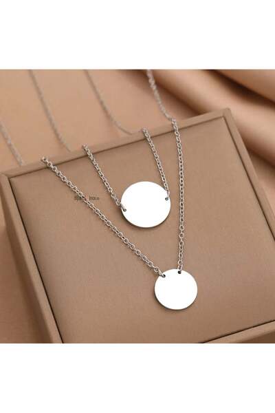 KEVSA Jewelry Colier din oțel inoxidabil cu medalioane duble - LPD1255