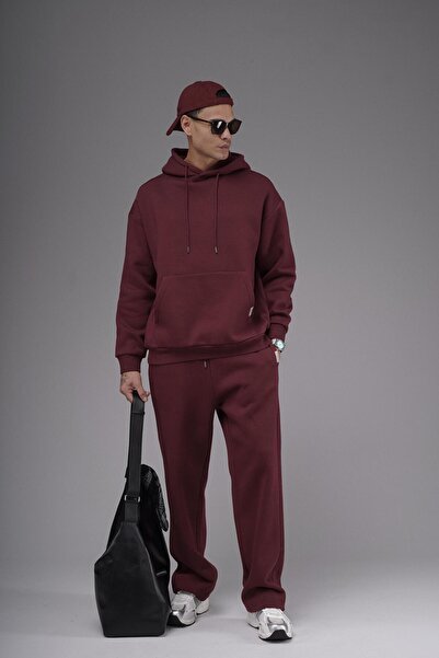 Butik Trend Biz Kangaroo Pocket Oversized Hooded Straight Bottom Top Set