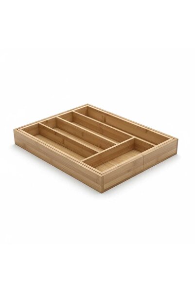 KAVEH Bamboo Adjustable 5-7 Compartment Drawer Organizer Adjustable Spoon Holder