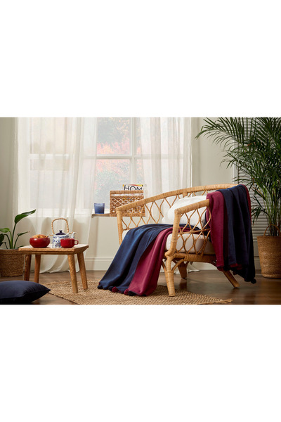 Özdilek بطانية سي كيه قطنية ملونة مع كرات بوم بوم مورينو-كيرش