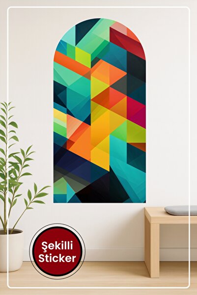 KOSS Dijital Autocolant de perete în formă ovală cu model geometric colorat, ...