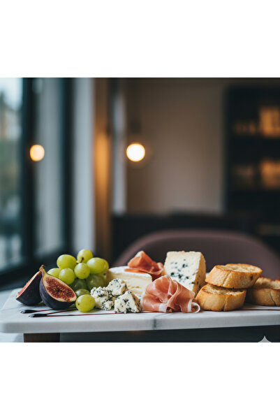 Davi Ahşap Marble Multi-Purpose Serving Tray - Natural Marble and Wooden Leg Presentation Tray