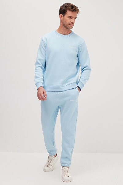 Tudors Чоловічий Relax Fit бавовняний 3-нитковий м'який трикотаж з флісовою підкладкою, велосипедний комір, синій спортивний костюм