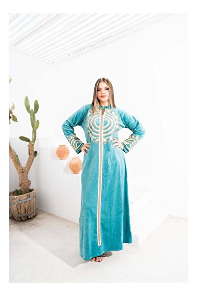 AFandina Soft velvet jalabiya with intricate embroidery and unparalleled elegance S-102