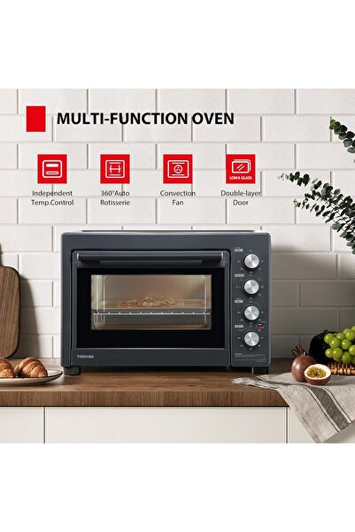 Toshiba 40L Toaster Oven 1800W, 6-in-1, TL-MC40EZF(GR) - Black