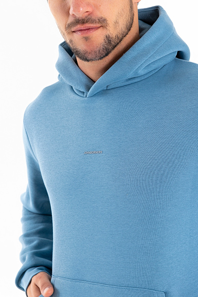 JB John Borners Ανδρικό φούτερ με κουκούλα με τύπωμα με τσέπες καγκουρό γαλάζιο - 25K 5281