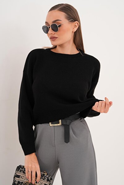 ŞİMAL Women's Crew Neck Knitwear Knitted Loose Sweater 255412 -