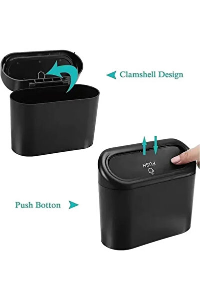 UFİX Car Trash Can In-Car Portable Organizer with Lid Garbage Bucket Push Lid Bucket