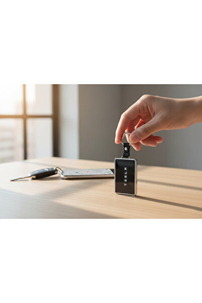 TESLA Model Y ve 3 için Parlak Gri Renk Kart Koruyucu - Anahtarlık