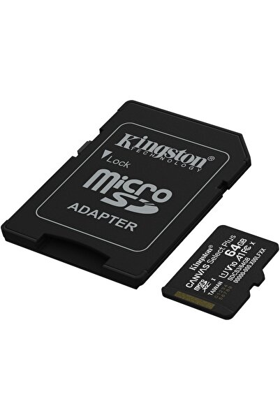 Kingston MicroSDXC Memory Card, 64GB, Select Plus, Class 10 UHS-I, with adapter