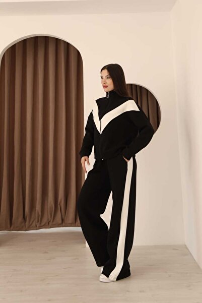 asur boutique Asur Boutique Women's 3 Thread Ş Fleece-Lined B Piped Tracksuit Set