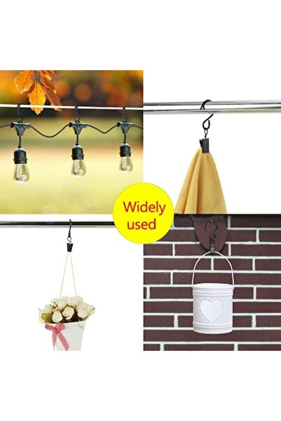 SHOPIENS Set de 10 cârlige metalice cu clipsuri, negre