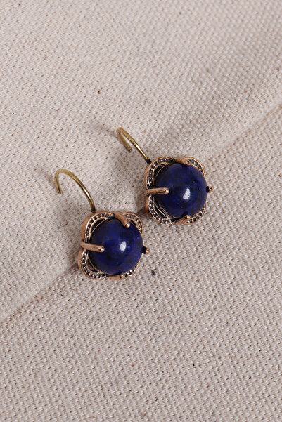 Süspüs Accessories Lapis Stone Flower Model Authentic Earrings