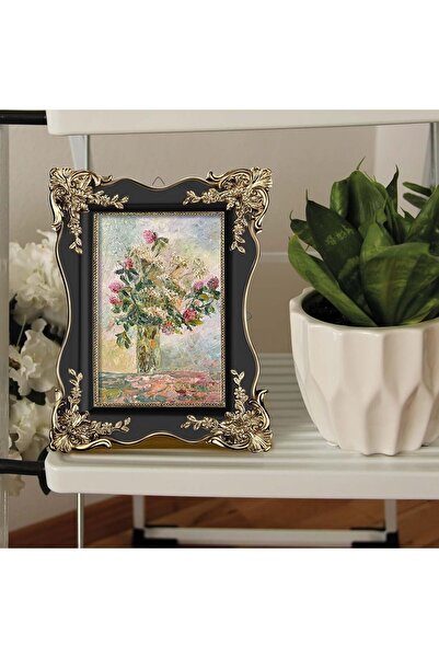 Generic Vintage Ornate Resin Picture Frame with Easel and Hook - Black