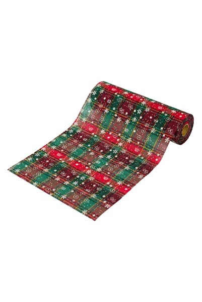 SHOPIENS Christmas Decorative Fabric - Checkered Red/Green 5m x 24cm, Terilen
