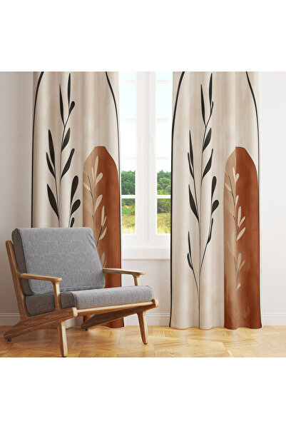 LadiesHome ستارة خلفية بتصميم هندسي بخطوط قهوة اللون مقاس 140x260 بوصة بتصميم...