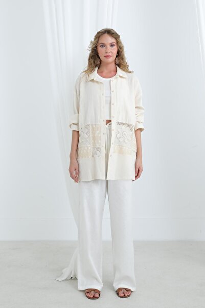 Soul Women's Lace Transitional Shirt -32325Gml - Beige