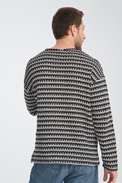 Store 100% Cotton Knit Jacquard Striped Men's Sweatshirt