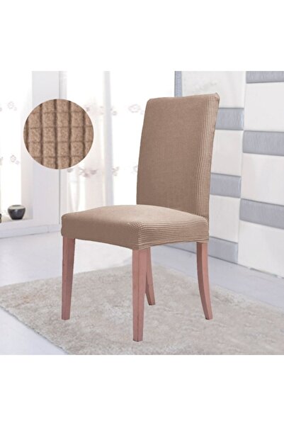 SHOPIENS Husă de scaun Elastico Mini, bej în carouri, 95% poliester 5% elastan, 101 cm