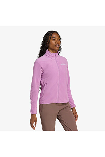 adidas Multi Essentials Full Zip Fleece Kadın Mor Yürüyüş Polar