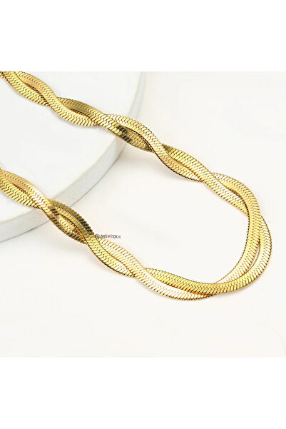 KEVSA Jewelry Colier din oțel inoxidabil cu model șarpe împletit – LPD1275