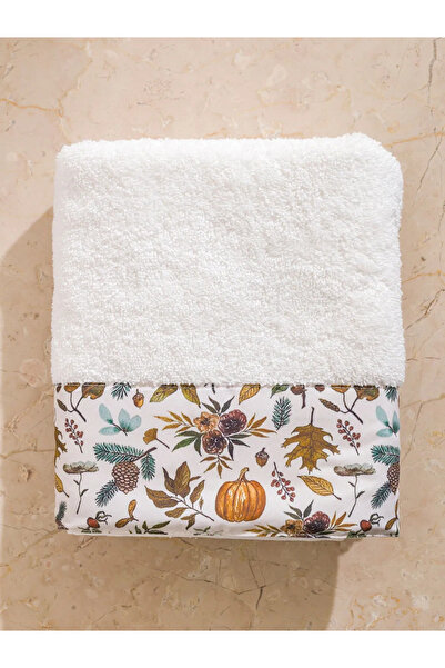 LC Waikiki Lcw Home Ecru Printed Cotton Face Towel 50X80 cm