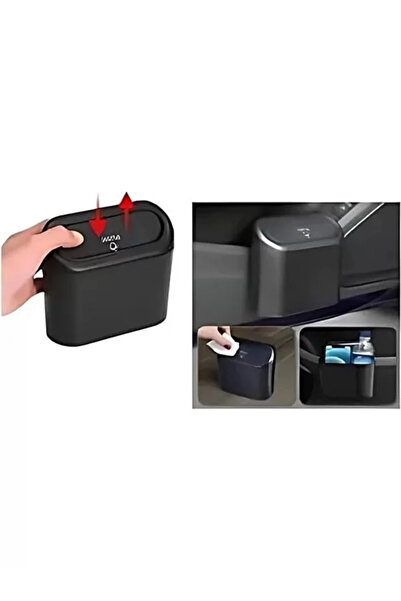 UFİX Car Trash Can In-Car Portable Organizer with Lid Garbage Bucket Push Lid Bucket