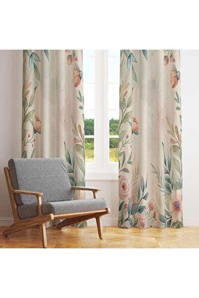 LadiesHome ستارة خلفية ذات جناح واحد باللون الرمادي الفاتح والأخضر المائي النباتي مقاس 140 × 260