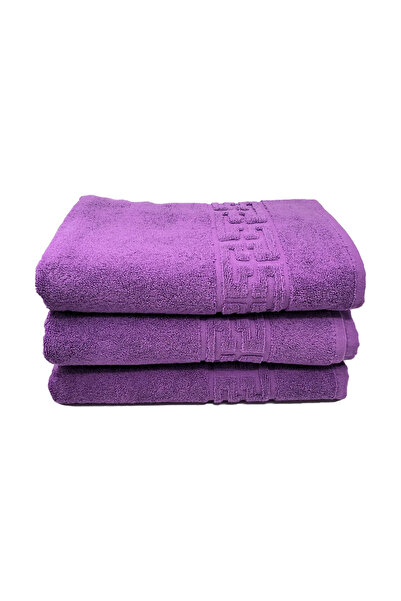 rotop Set 3 Towels 70×130 cm Cotton 500 g/m² Greek Border Purple