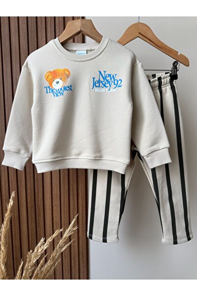 LUCCO Barbosa Sweatshirt Pants Eşortman Stylish 2-Piece Cotton Without Piping Men's Set 100% Cotton Brushed