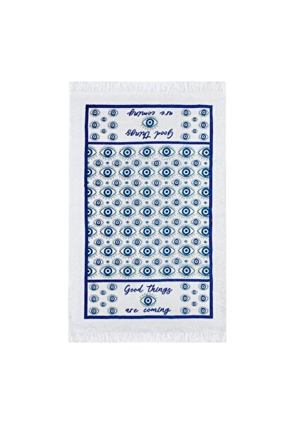 SHOPIENS Prosop de bucătărie - model ochi albaștri, bumbac, alb, 60x35cm