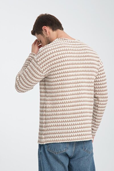 Store 100% Cotton Knit Jacquard Striped Men's Sweatshirt