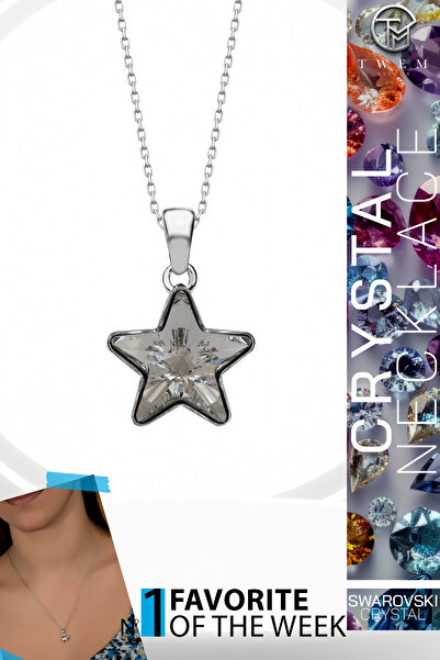 Twem Silver قلادة نجمة من حجر الزركونيا الكريستالي من سواروفسكي |   لمعان مست...