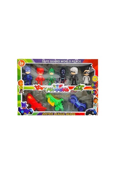 Retoys Pj Masks Pijamaskeliler Araba Figür Seti 9'lu Kedi Çocuk Baykuş Kız Kertenkele Gece Ninjası Pjmasks