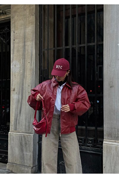 ForOus Leather Jacket with Sewing Detailing and Lining