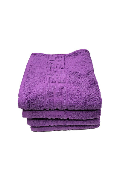 rotop Set 4 Towels 50×90 cm Cotton 500 g/m² Greek Border Purple